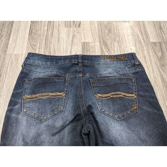 (3/$35) Indigo Rein Juniors Size 7 Skinny Embroidered Whiskered Denim Blue Jeans - Picture 4 of 11